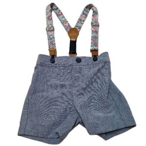 Izod Baby Boy Shorts & Suspenders Set Size 6/9 M Blue Floral Easter Church Cute